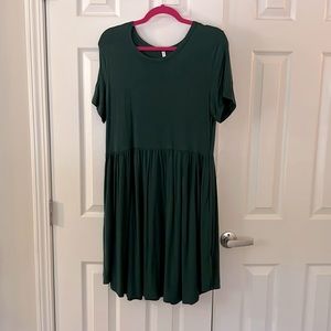 Green T-Shirt Dress with Pockets